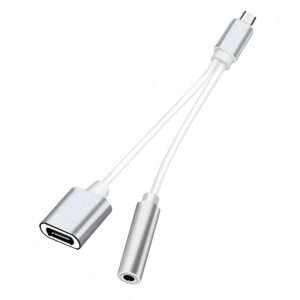 Cabo Adaptador USB-C Macho p/ USB-C + Jack 3.5mm PROK