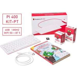 Raspberry Pi 400 Desktop Kit PT - mini pc teclado e livro português 4GB