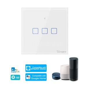 Interruptor triplo (3 Gang) Smart WiFi touch em vidro de encastrar - Sonoff T0EU3C-TX