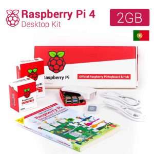 Raspberry Pi 4 2GB Complete Desktop Kit PT – teclado e livro português