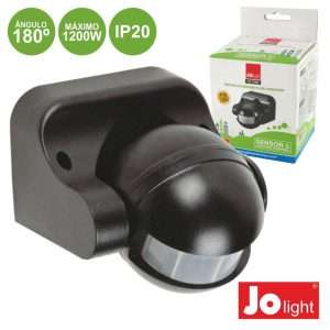 DETECTOR DE MOVIMENTOS PIR DE PAREDE PRETO JOLIGHT
