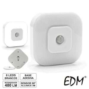 LANTERNA DE PAREDE 8 LEDS BRANCOS C/ SENSOR 90º