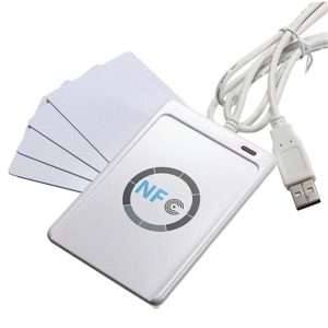 LEITOR E PROGRAMADOR NFC POR USB C/ 4 CARTÕES RFID + SDK