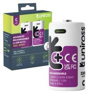 Pilha Recarreg?vel R14 D 1.5V 3000mAh C/ USB-C 2x